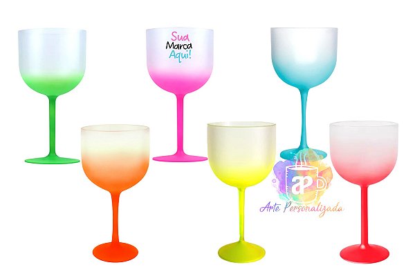 Taça De Gin Degradê Personalizada Colorida 550ml (Diversas Cores!) Personalização Já Inclusa!