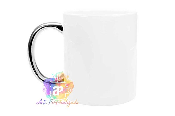 Caneca Alça Cromada Cerâmica 325ml Para Sublimação