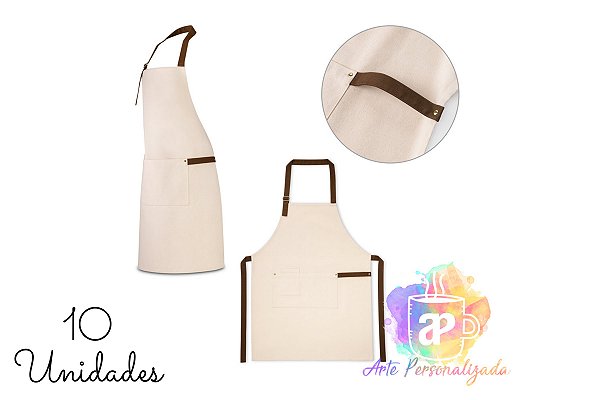 Aventais Personalizados 100% Algodão - Personalização Já Inclusa! Mínimo 10 Unidades
