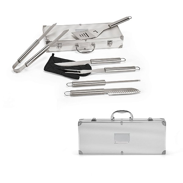 Kit Churrasco Premium Personalizado Com Estojo em Alumínio - Personalização Já Inclusa! - Mínimo 10 Unidades