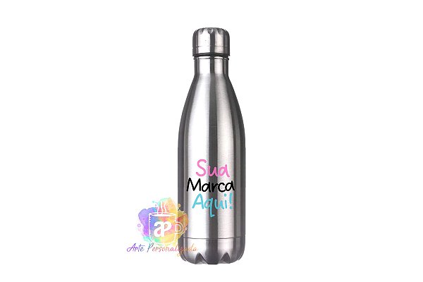 Garrafa Personalizada Inox 500ml (Diversas Cores!) Personalização Já Inclusa!