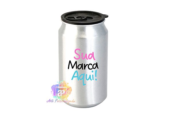 Lata Personalizada Alumínio Com Tampa 350ml Personalização Já Inclusa!