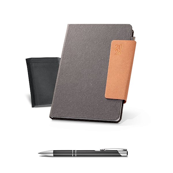 Agenda B5 personalizada em pele reciclada - Mínimo 10 Unidades