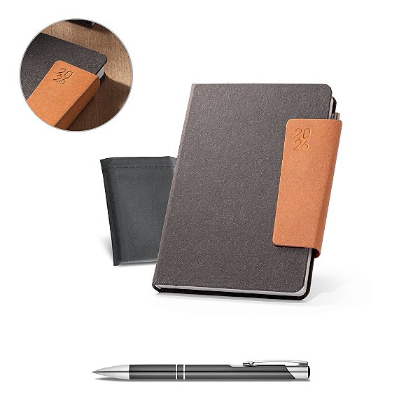 Agenda A5 personalizada em pele reciclada - Mínimo 10 Unidades