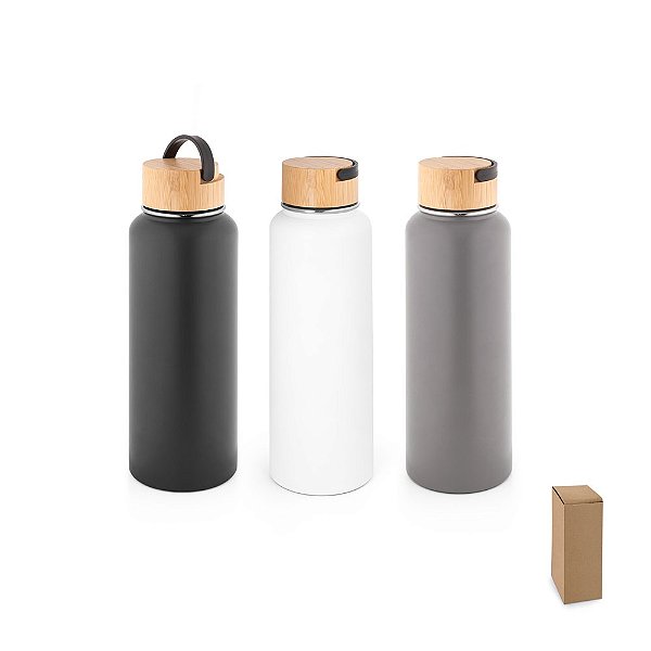 Squeeze térmico personalizado em aço inox ( 90% reciclado) com revestimento em pó 1200 mL - Mínimo 10 Unidades