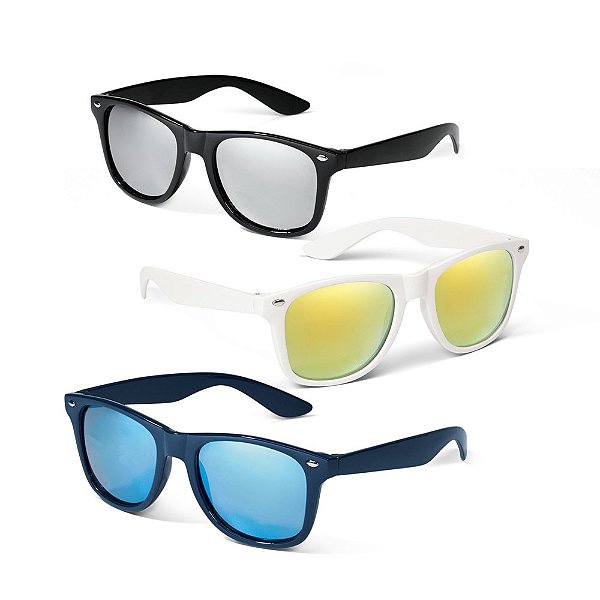Óculos de sol personalizado em PC com lentes espelhadas - Mínimo 10 Unidades