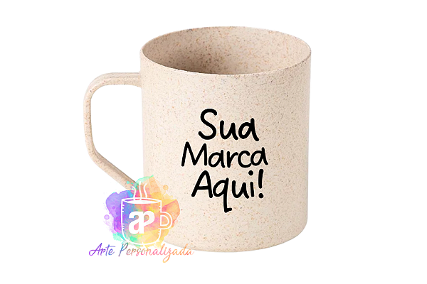 Caneca de Fibra de Bambu 350ml Personalização Já Inclusa!