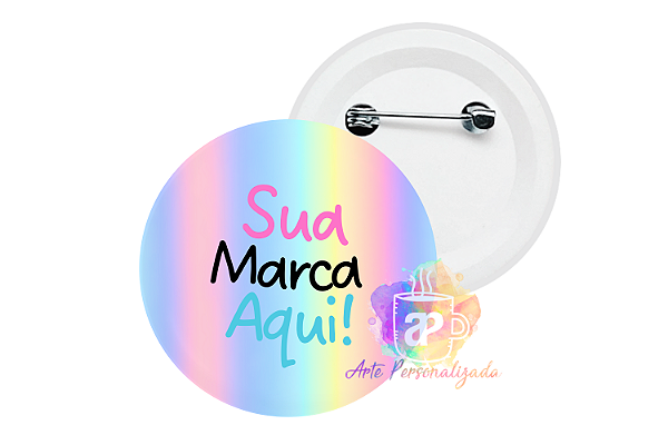 50 Bottons Holográficos Personalizados 5,5cm Com Alfinete Personalização Já Inclusa!