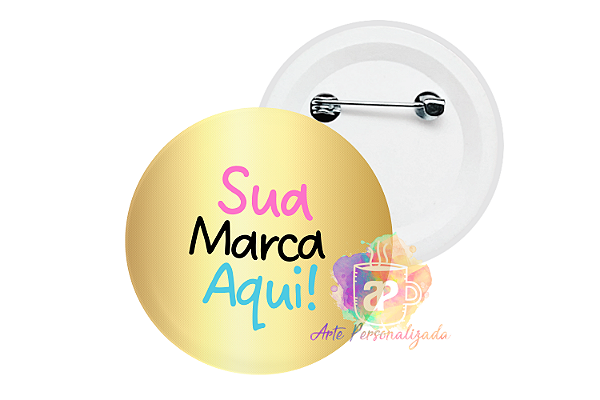 50 Bottons Dourados Personalizados 5,5cm Com Alfinete Personalização Já Inclusa!