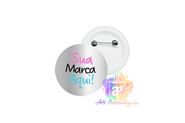 100 Bottons Prateados Personalizados 2,5cm Com Alfinete Personalização Já Inclusa!