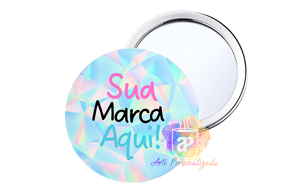 100 Bottons Espelho Holográficos Diamante Personalizados 5,5cm Personalização Já Inclusa!