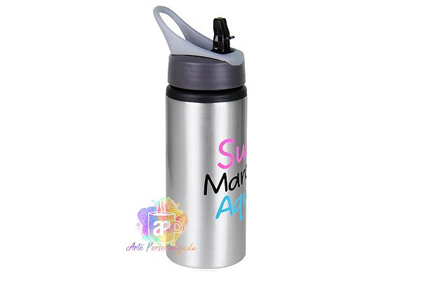 Squeeze Personalizado Alumínio Com Alça 600ml Personalização Já Inclusa!