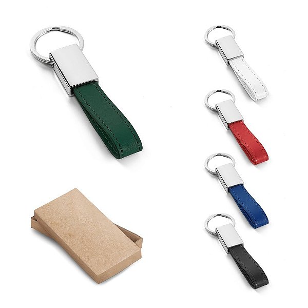 Chaveiro em metal e PU Personalizado - Diversas Cores Disponíveis!