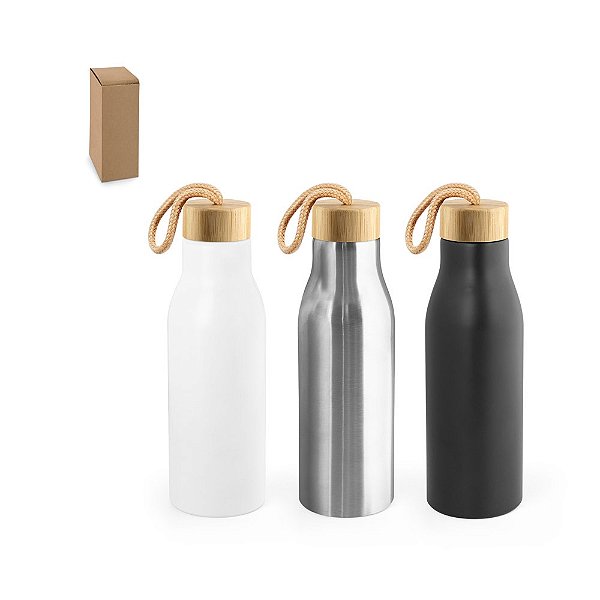 Squeeze personalizado em aço inox 90% reciclado, de parede simples e acabamento em mate 570 mL - Diversas Cores Disponíveis!
