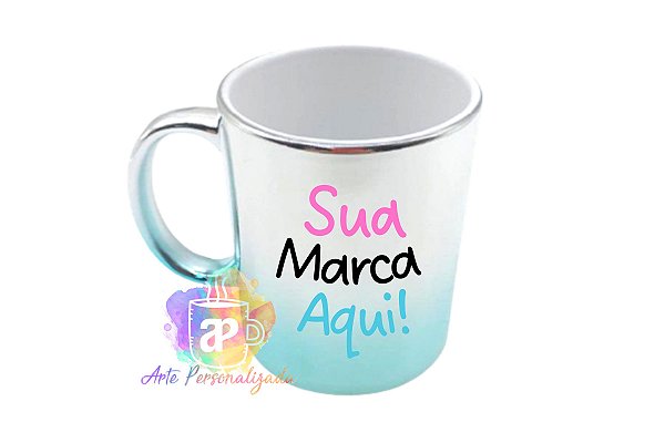 Caneca Cromada Personalizada Degradê Porcelana 325ml (Diversas Cores!) Personalização Já Inclusa!