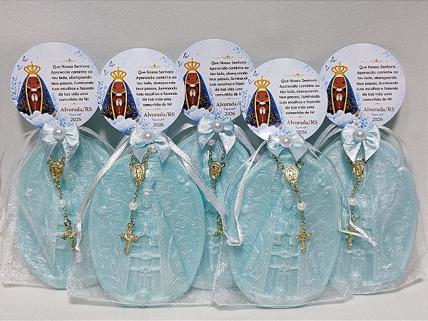 Lembrancinha Sabonete Nossa Senhora com Mini Terço