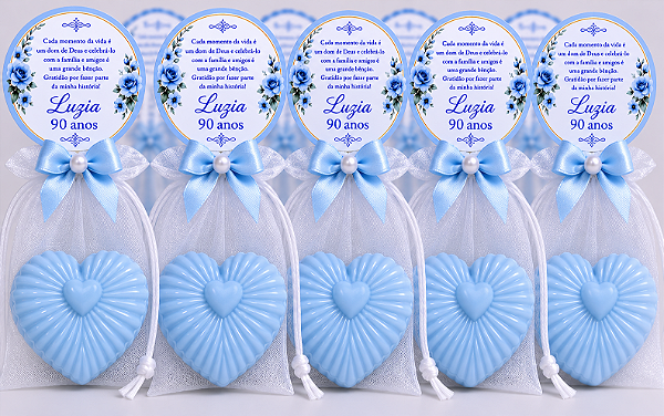 Lembrancinha de Aniversário 90 Anos: Sabonete Coração Luz