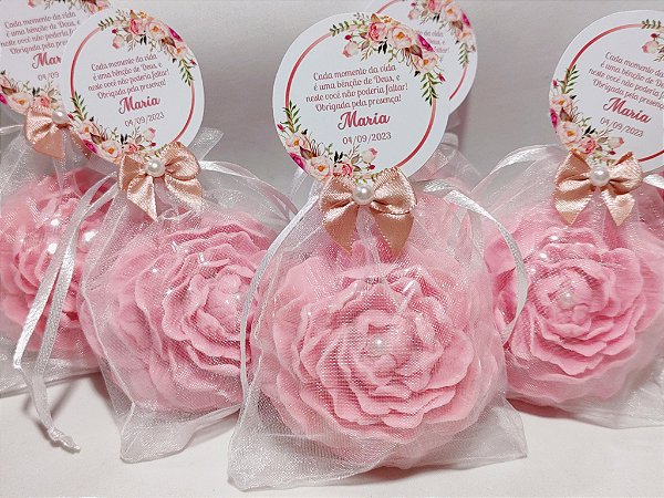 Lembrancinha de Aniversário 80 Anos: Sabonete Flor Peônia Perfumada