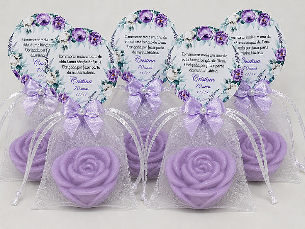 Lembrancinha de Aniversário 70 Anos: Sabonete Rosa Charme Perfumada