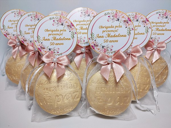 Lembrancinha de Aniversário 50 Anos: Sabonete Desejos de Gratidão P
