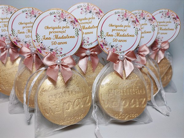 Lembrancinha de Aniversário 50 Anos: Sabonete Desejos de Gratidão P
