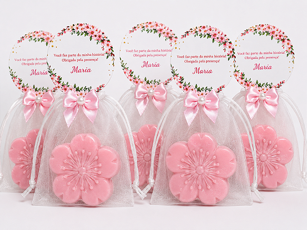 Lembrancinha de Aniversário com Sabonete Flor de Cerejeira