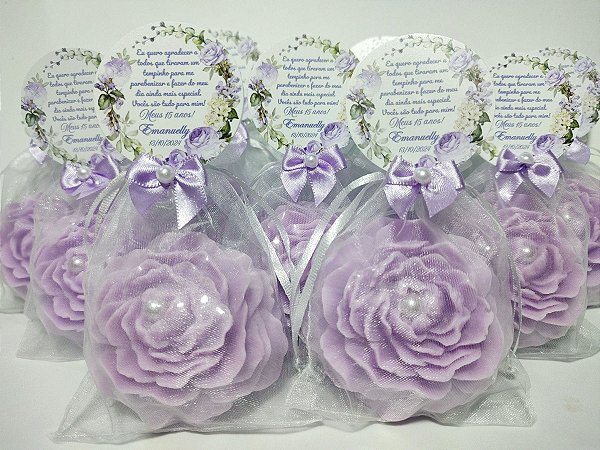 Lembrancinha de Aniversário 15 Anos: Sabonete Flor Peônia Perfumada