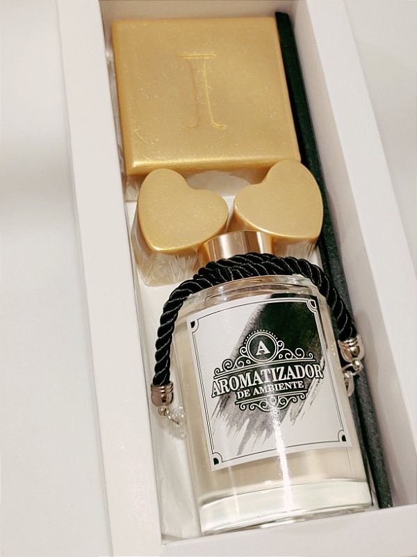 kit Presente de Aniversário: Aromatizador Vidro 100ml com Sabonetes
