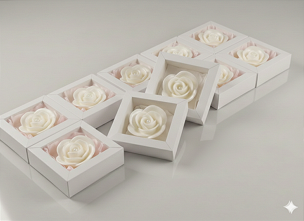 Lembrancinha Rosa Provençal: Sabonete Artesanal Perfumado na Caixinha