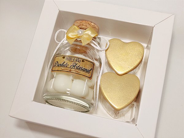 Lembrancinha Pote de Pérolas: Sabonetes Corações na Caixinha