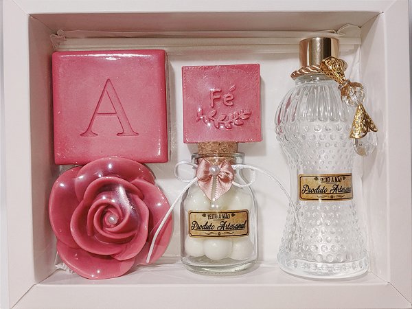 Kit Presente de Aniversário: Aromatizador Vidro Cinturinha com Sabonetes