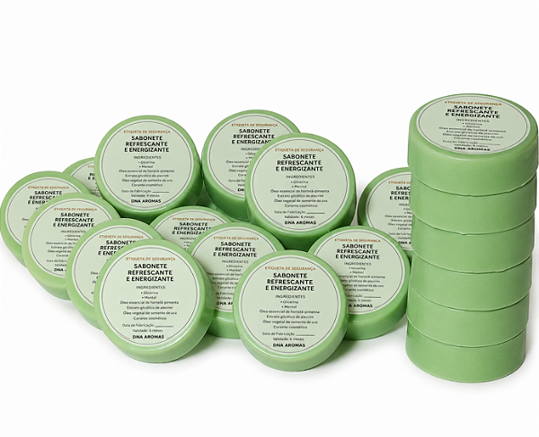 Kit com 25 Sabonetes Artesanais Refrescantes de Mentol