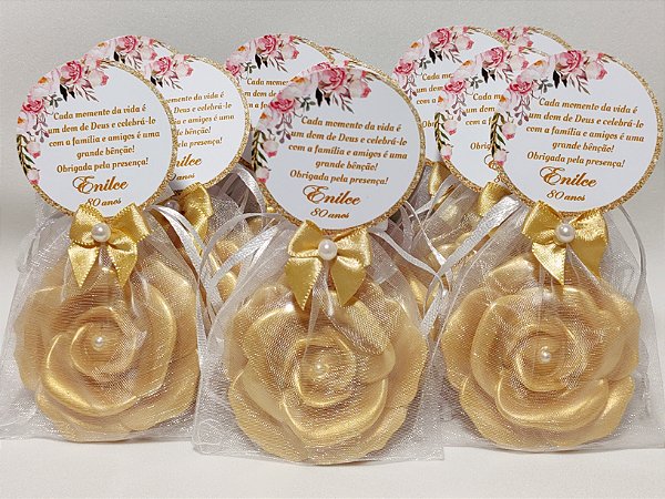 Lembrancinha de Aniversário 80 Anos: Sabonete Rosa Finesse
