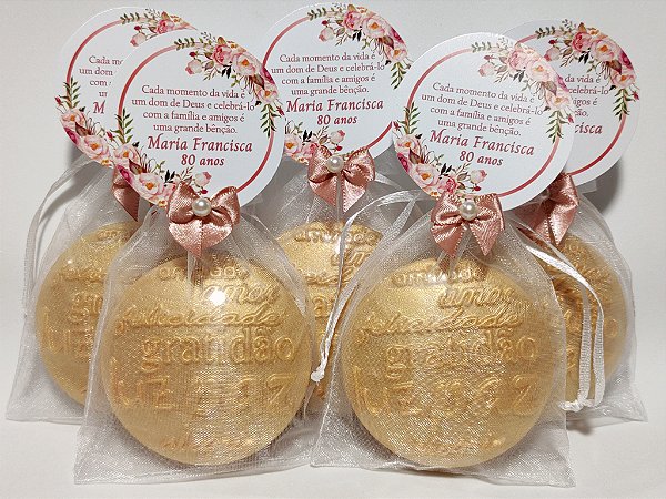 Lembrancinha de Aniversário 80 Anos: Sabonete Desejos de Gratidão G