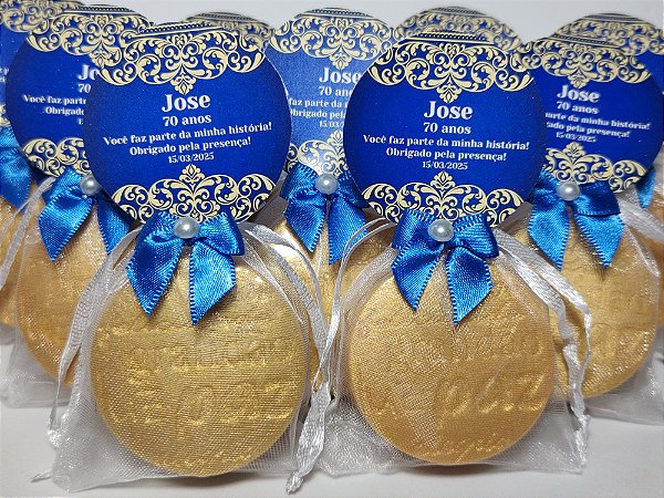 Lembrancinha 70 Anos Masculino: Sabonete Desejos de Gratidão P