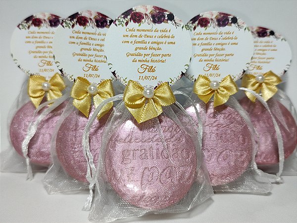 Lembrancinha de Aniversário 80 Anos: Sabonete Desejos de Gratidão P