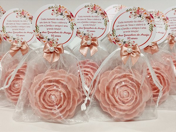 Lembrancinha Aniversário 95 Anos: Sabonete Rosa Delicada Luxo