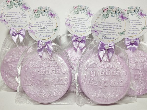 Lembrancinha de Aniversário 90 Anos: Sabonete Desejos de Gratidão G