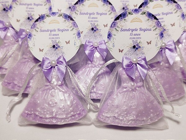 Lembrancinha 15 Anos: Sabonete Artesanal Vestido de Princesa