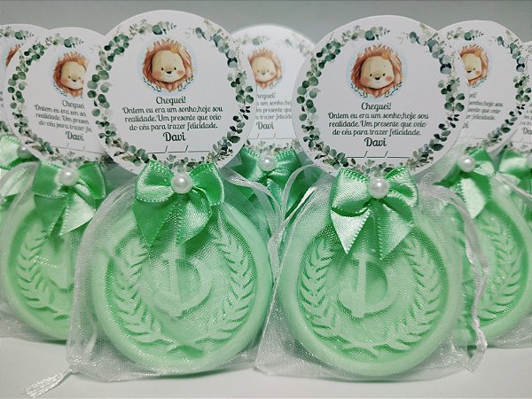 Lembrancinha de Nascimento Menino: Sabonete Letra Inicial do Nome