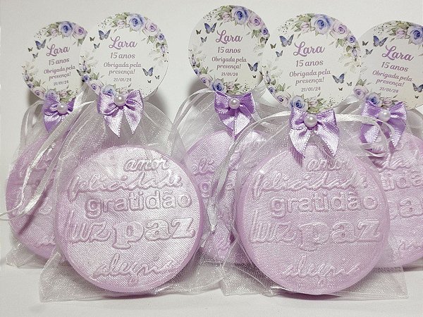 Lembrancinha 15 Anos: Sabonete Desejos de Gratidão G