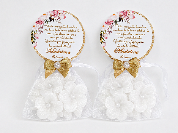 Lembrancinha de Aniversário 80 Anos: Sabonete Flor de Jasmim