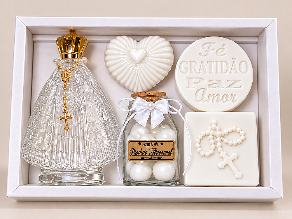 Kit Presente Nossa Senhora com Aromatizador e Sabonetes Artesanais
