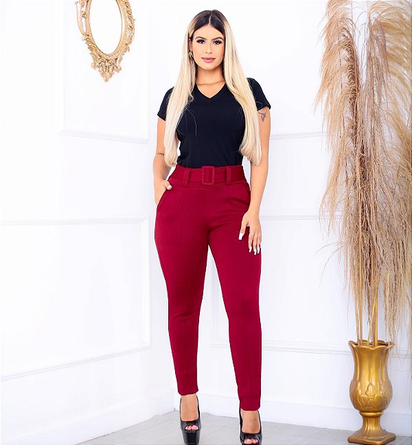 Legging jacquard linho  bordô