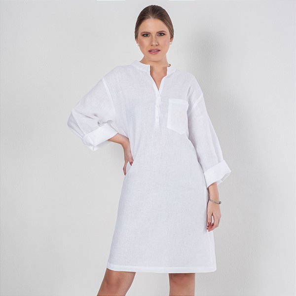 Vestido Relax 100% de Linho - Coleção Areias Brancas