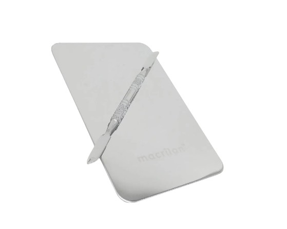 PLACA E ESPÁTULA E AÇO INOX PARA MAQUIAGEM- AC - 04 / MACRILAN