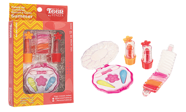 PALETA DE SOMBRAS, BATOM E GLOSS - SUMMER / FENZZA
