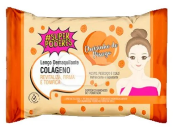 LENÇO DEMAQUILANTE COLÁGENO CHEIRINHO DE PÊSSEGO / #SUPERPODERES