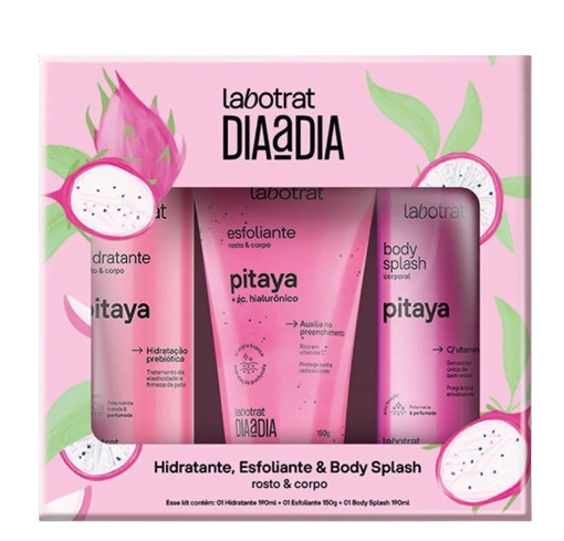KIT HIDRATANTE, ESFOLIANTE E BODY SPLASH - PITAYA / LABOTRAT