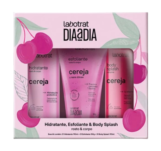 KIT HIDRATANTE, ESFOLIANTE E BODY SPLASH - CEREJA / LABOTRAT